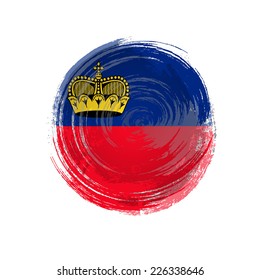 Independence Day painted with a brush with paint. Grungy style. Brushstroke. Use for brochures, printed materials, icons, logos, signs,  elements. Flag of Liechtenstein