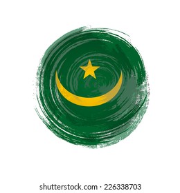 Independence Day painted with a brush with paint. Grungy style. Brushstroke. Use for brochures, printed materials, icons, logos, signs,  elements. Flag of Mauritania