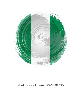 Independence Day painted with a brush with paint. Grungy style. Brushstroke. Use for brochures, printed materials, icons, logos, signs,  elements. Flag of Nigeria