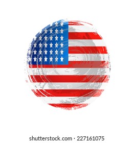 Independence Day painted with a brush with paint. Grungy style. Brushstroke. Use for brochures, printed materials, icons, logos, signs,  elements. Flag of USA
