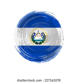 Independence Day painted with a brush with paint. Grungy style. Brushstroke. Use for brochures, printed materials, icons, logos, signs,  elements. Flag of El Salvador