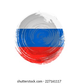 Independence Day painted with a brush with paint. Grungy style. Brushstroke. Use for brochures, printed materials, icons, logos, signs,  elements. Russian flag