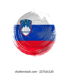 Independence Day painted with a brush with paint. Grungy style. Brushstroke. Use for brochures, printed materials, icons, logos, signs,  elements. Flag of Slovenia