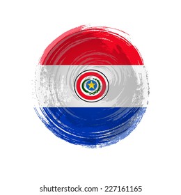 Independence Day painted with a brush with paint. Grungy style. Brushstroke. Use for brochures, printed materials, icons, logos, signs,  elements. Flag of Paraguay