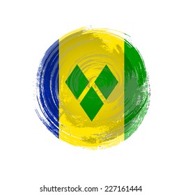 Independence Day painted with a brush with paint. Grungy style. Brushstroke. Use for brochures, printed materials, icons, logos, signs,  elements. Flag of Saint Vincent and the Grenadines
