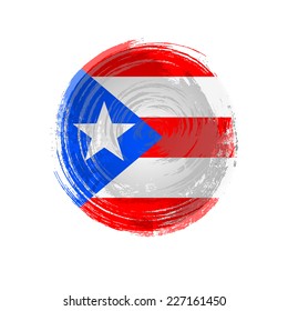 Independence Day painted with a brush with paint. Grungy style. Brushstroke. Use for brochures, printed materials, icons, logos, signs,  elements. Flag of Puerto Rico