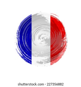 Independence Day painted with a brush with paint. Grungy style. Brushstroke. Use for brochures, printed materials, icons, logos, signs,  elements. Flag of France