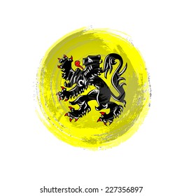Independence Day painted with a brush with paint. Grungy style. Brushstroke. Use for brochures, printed materials, icons, logos, signs,  elements. Flag of Flanders
