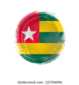 Independence Day painted with a brush with paint. Grungy style. Brushstroke. Use for brochures, printed materials, icons, logos, signs,  elements. Flag of Togo