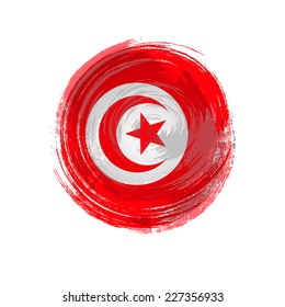 Independence Day painted with a brush with paint. Grungy style. Brushstroke. Use for brochures, printed materials, icons, logos, signs,  elements. Flag of Tunisia