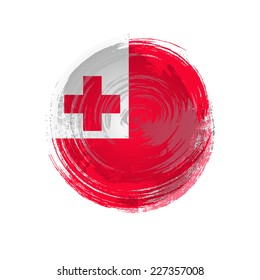 Independence Day painted with a brush with paint. Grungy style. Brushstroke. Use for brochures, printed materials, icons, logos, signs,  elements. Flag of Tonga