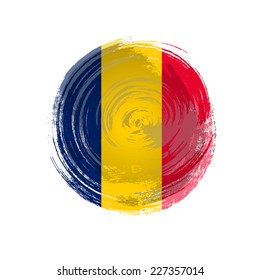 Independence Day painted with a brush with paint. Grungy style. Brushstroke. Use for brochures, printed materials, icons, logos, signs,  elements. Flag of Chad