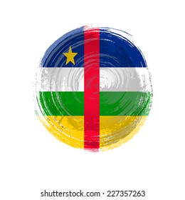 Independence Day painted with a brush with paint. Grungy style. Brushstroke. Use for brochures, printed materials, icons, logos, signs,  elements. Flag of Central African Republic