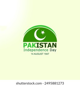 Día de la Independencia de Pakistán. 14 de agosto de 1947. Día de Pakistán con luna y estrella. Felices vacaciones en el Día Verde de Pakistán