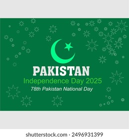 Día de la Independencia de Pakistán. 14 de agosto de 1947. Día de Pakistán con luna y estrella. Felices vacaciones en el Día Verde de Pakistán