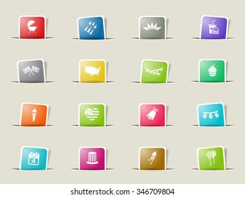 Independence day paper icons for web
