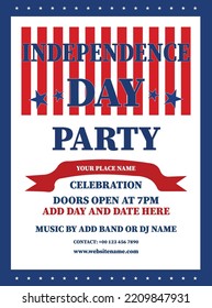 independence day party poster flyer or social media post template design