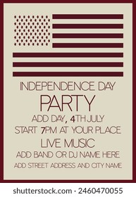 Independence day party poster flyer  social  media post