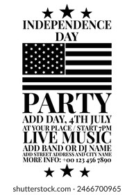 Independence day party poster flyer or social  media post design