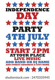 Independence day party poster flyer social media post design