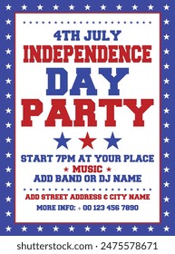 Independence day  party poster flyer or social media post design
