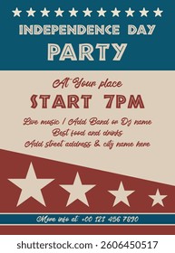 Independence  day party poster flyer or social media post design