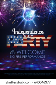 Independence day party poster with holiday firework