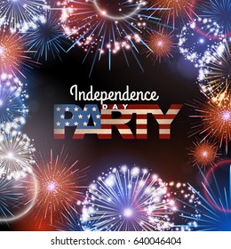 Independence day party poster with holiday firework