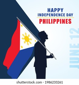 Independence Day (Philippines). Philippines flag with man 