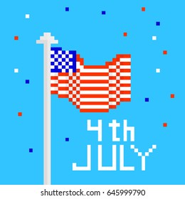 Independence Day pixel art. Vector illustration for 4th of july.