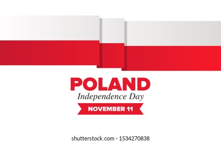 Independence Day in Poland. National happy holiday, celebrated annual in November 11. Polish flag. Patriotic elements. Poster, card, banner and background. Vector illustration