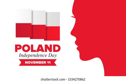 Independence Day in Poland. National happy holiday, celebrated annual in November 11. Polish flag. Patriotic elements. Poster, card, banner and background. Vector illustration