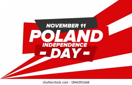 Independence Day in Poland. National happy holiday, celebrated annual in November 11. Polish flag. Patriotic elements. Poster, card, banner and background. Vector illustration