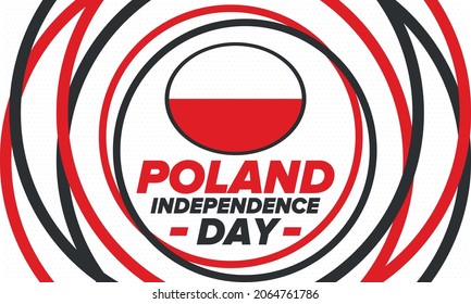 Independence Day in Poland. National happy holiday, celebrated annual in November 11. Polish flag. Patriotic elements. Poster, card, banner and background. Vector illustration