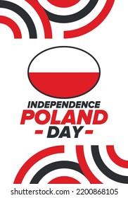 Independence Day in Poland. National happy holiday, celebrated annual in November 11. Polish flag. Patriotic elements. Poster, card, banner and background. Vector illustration
