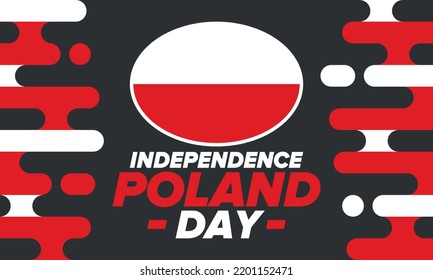 Independence Day in Poland. National happy holiday, celebrated annual in November 11. Polish flag. Patriotic elements. Poster, card, banner and background. Vector illustration