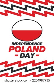 Independence Day in Poland. National happy holiday, celebrated annual in November 11. Polish flag. Patriotic elements. Poster, card, banner and background. Vector illustration