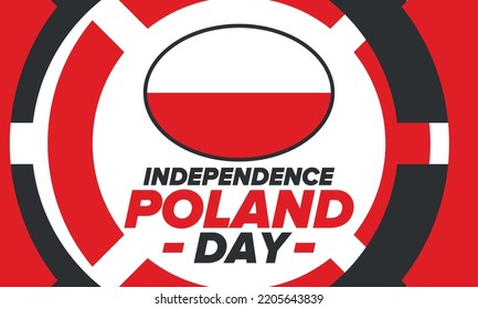 Independence Day in Poland. National happy holiday, celebrated annual in November 11. Polish flag. Patriotic elements. Poster, card, banner and background. Vector illustration