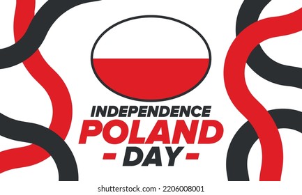 Independence Day in Poland. National happy holiday, celebrated annual in November 11. Polish flag. Patriotic elements. Poster, card, banner and background. Vector illustration