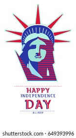 
Independence Day. Portrait. Statue of Liberty. US flag. During the celebration of the Day. July 4. Flat banner. 3D font letters. red, dark blue. Color illustration on a white background, vector
