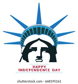 Independence Day. Portrait. Statue of Liberty. USA. Download banner, layout. celebration. July 4. Flat banner. 3D letter font. 