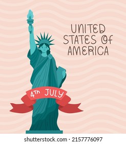 independence day poster with liberty statue and ribbon