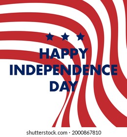 Independence Day poster. Red and white Stripes flag. 4th July 