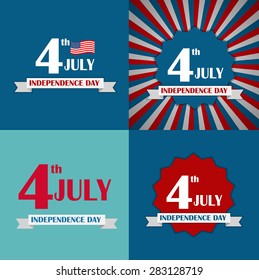 Independence Day Poster Set Vector Illustration Eps10