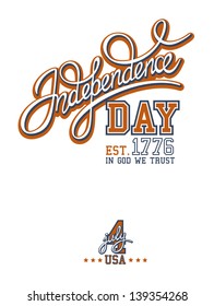 Independence Day print with calligraphic handwritten header
