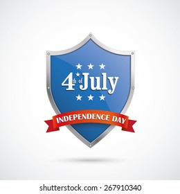 Independence day protection shield on the white background. Eps 10 vector file.