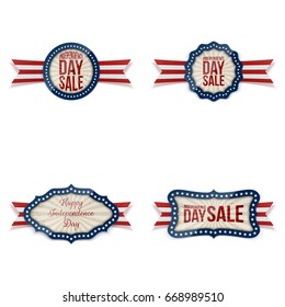 Independence Day realistic Badges Set