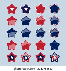 Independence Day Red, Blue and White Stars. 4th of July Decoration. Clip Art