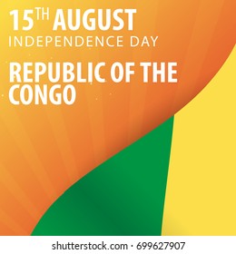 Independence day of republic of the Congo. Flag and Patriotic Banner