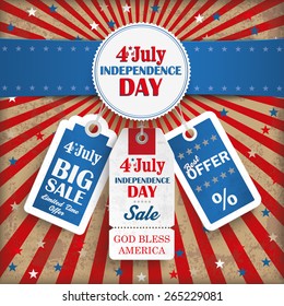 Independence day retro flyer with blue banner. Eps 10 vector file.